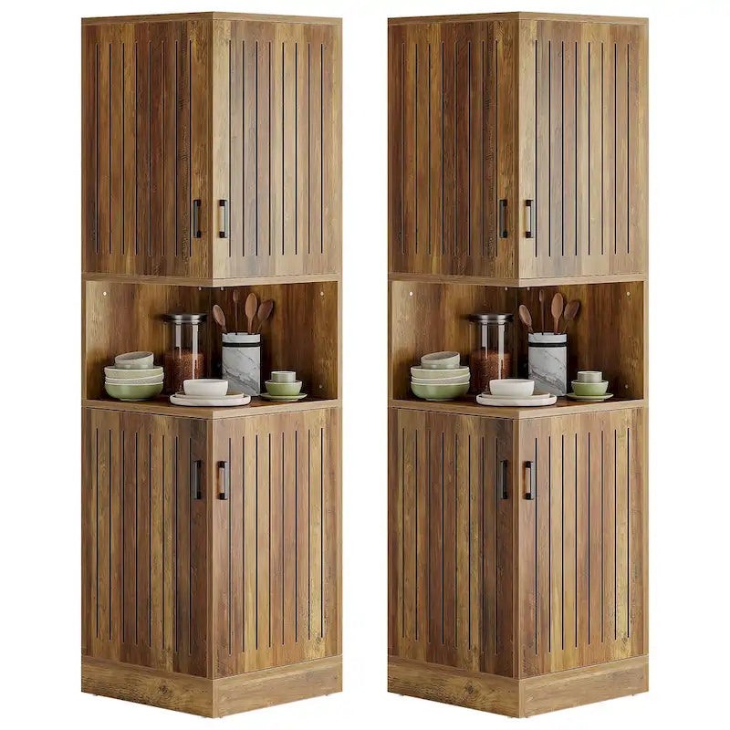 Meuble d'angle de 180 cm de haut avec portes et 5 étagères de rangement - 50 cm L x 50 cm P x 180 cm H