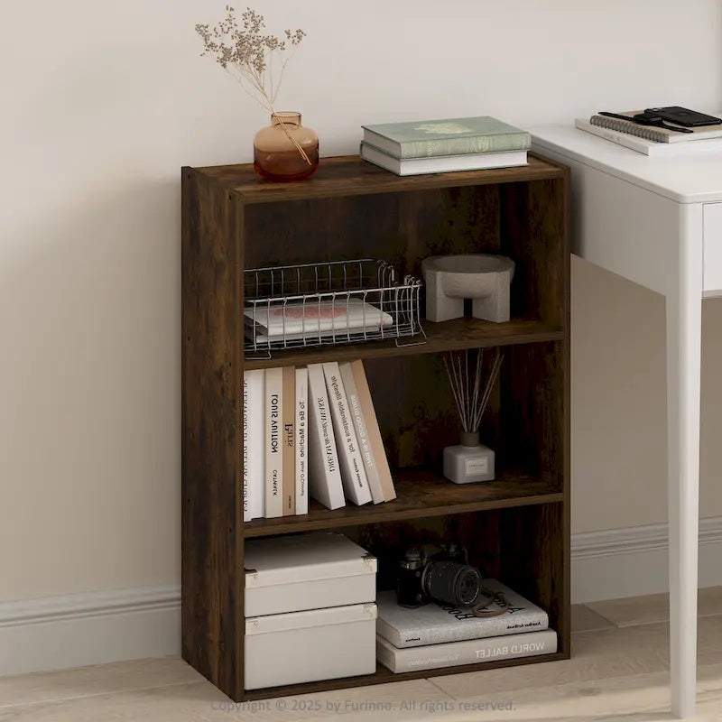 Étagère ouverte simple Furinno, bibliothèque à 3 niveaux