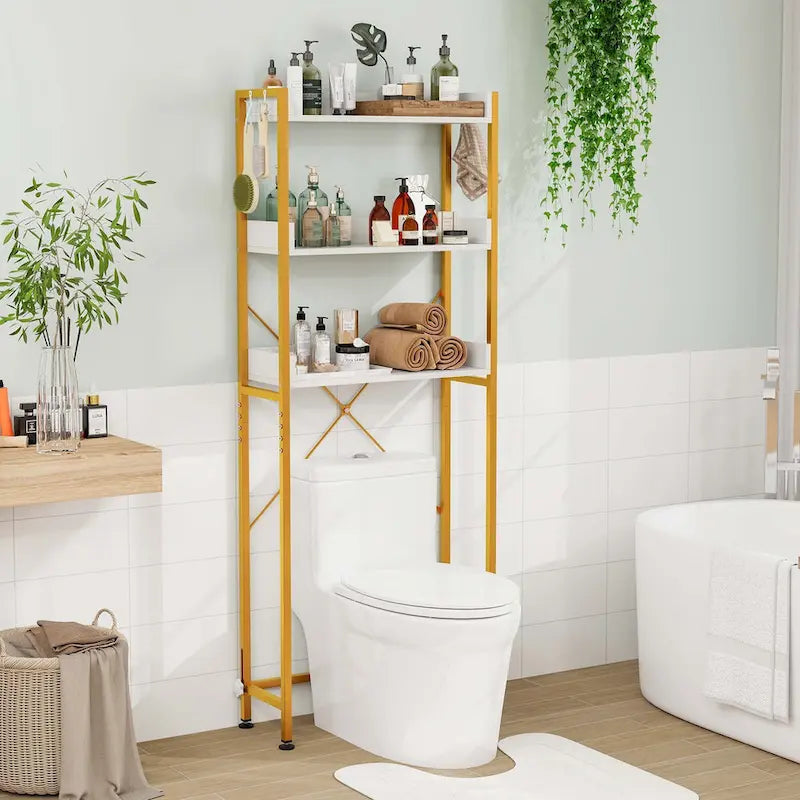 Étagère de salle de bain Costway à 3 niveaux, à suspendre au-dessus des toilettes, structure métallique, gain de place - Voir les détails