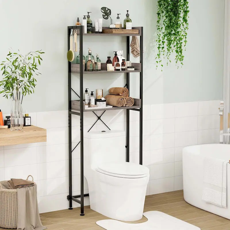 Étagère de salle de bain Costway à 3 niveaux, à suspendre au-dessus des toilettes, structure métallique, gain de place - Voir les détails