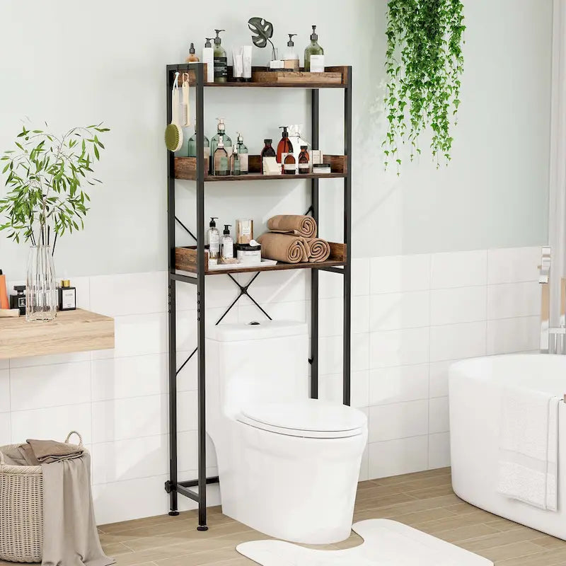 Étagère de salle de bain Costway à 3 niveaux, à suspendre au-dessus des toilettes, structure métallique, gain de place - Voir les détails