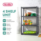 Étagère de rangement Sterilite en plastique gris, lot de 3, avec 4 tablettes.