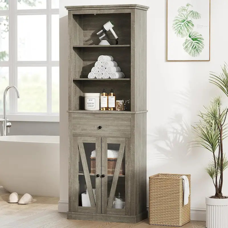 67 Tall Bathroom Cabinet Storage, Storage Cabinet with Shelves