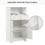 Meuble de rangement de salle de bain Gymax en bois avec 2 compartiments - Voir les détails