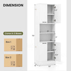 Armoire de rangement de salle de bain Costway 75 pouces de haut avec 4 portes et 2 ouvertes - Voir les détails