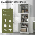 Armoire de rangement de salle de bain Costway 75 pouces de haut avec 4 portes et 2 ouvertes - Voir les détails