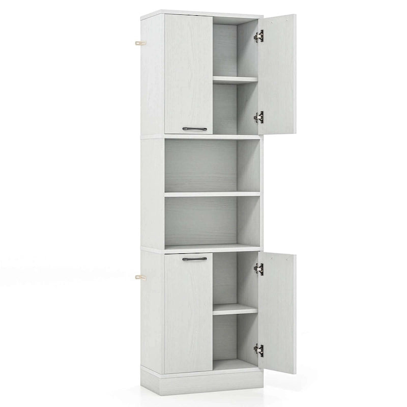 Armoire de rangement de salle de bain Costway 75 pouces de haut avec 4 portes et 2 ouvertes - Voir les détails