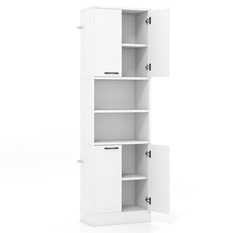 Armoire de rangement de salle de bain Costway 75 pouces de haut avec 4 portes et 2 ouvertes - Voir les détails
