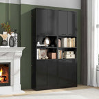 Armoire de rangement de salle de bain Costway 75 pouces de haut avec 4 portes et 2 ouvertes - Voir les détails