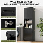 Armoire de rangement de salle de bain Costway 75 pouces de haut avec 4 portes et 2 ouvertes - Voir les détails