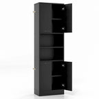Armoire de rangement de salle de bain Costway 75 pouces de haut avec 4 portes et 2 ouvertes - Voir les détails