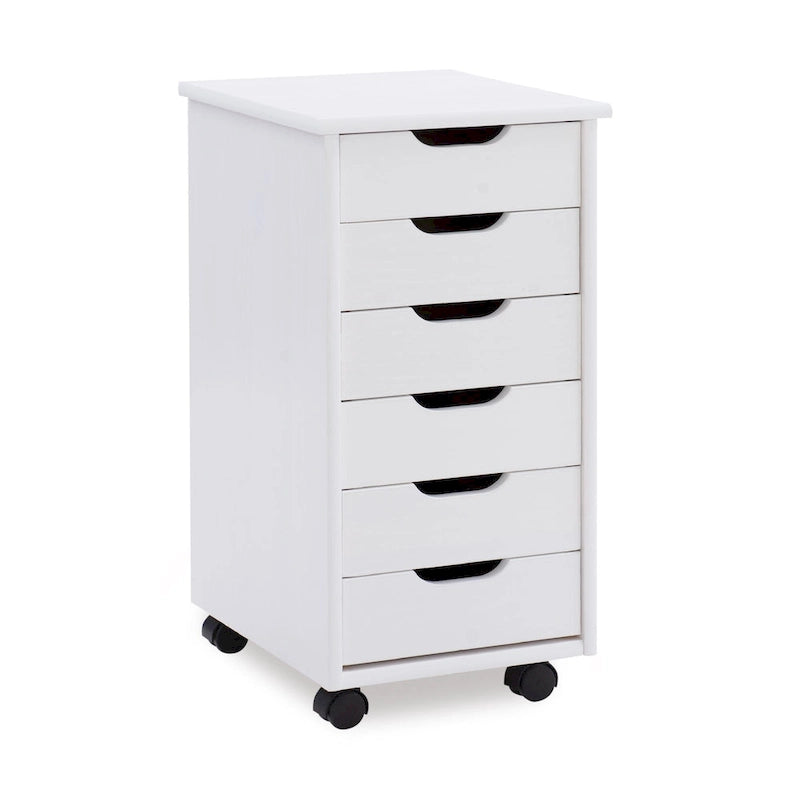 26 White Rolling Storage Cabinet with 6 Drawer