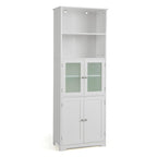 Armoire de rangement haute pour salle de bain Gymax avec porte en verre et colonne de rangement pour linge