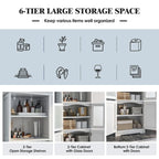 Armoire de rangement haute pour salle de bain Gymax avec porte en verre et colonne de rangement pour linge