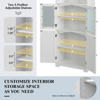 Armoire de rangement haute pour salle de bain Gymax avec porte en verre et colonne de rangement pour linge