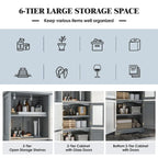 Armoire de rangement haute pour salle de bain Gymax avec porte en verre et colonne de rangement pour linge