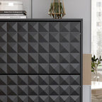 Meuble à chaussures noir contemporain avec étagères escamotables dissimulées et organisateur vertical