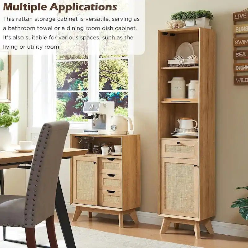 Armoire à linge en rotin naturel, armoire à serviettes de salle de bain moderne