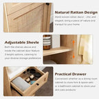 Armoire à linge en rotin naturel, armoire à serviettes de salle de bain moderne