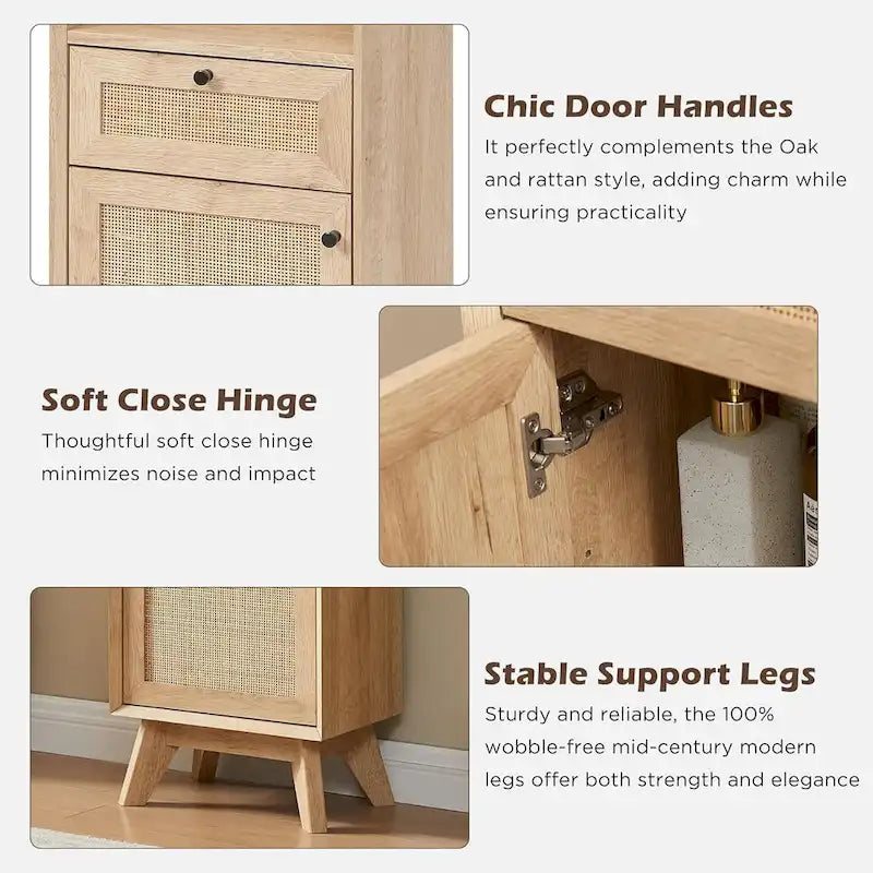 Armoire à linge en rotin naturel, armoire à serviettes de salle de bain moderne