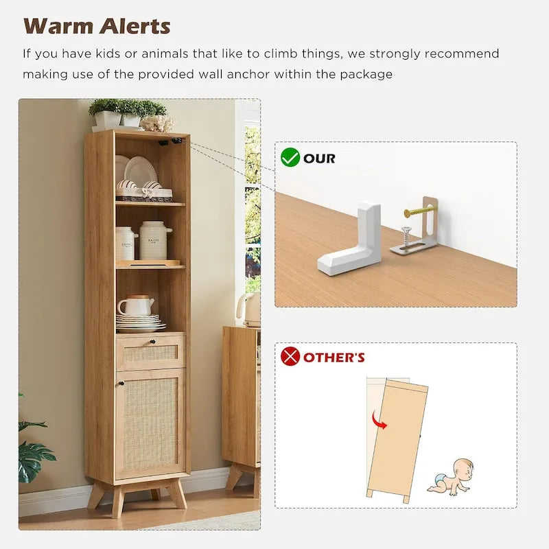 Armoire à linge en rotin naturel, armoire à serviettes de salle de bain moderne
