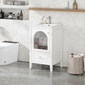 Meuble-lavabo de 50 cm avec vasque intégrée, meuble-lavabo moderne, meuble de salle de bain compact avec porte vitrée et tiroir