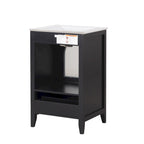 Meuble-lavabo de 50 cm avec vasque intégrée, meuble-lavabo moderne, meuble de salle de bain compact avec porte vitrée et tiroir
