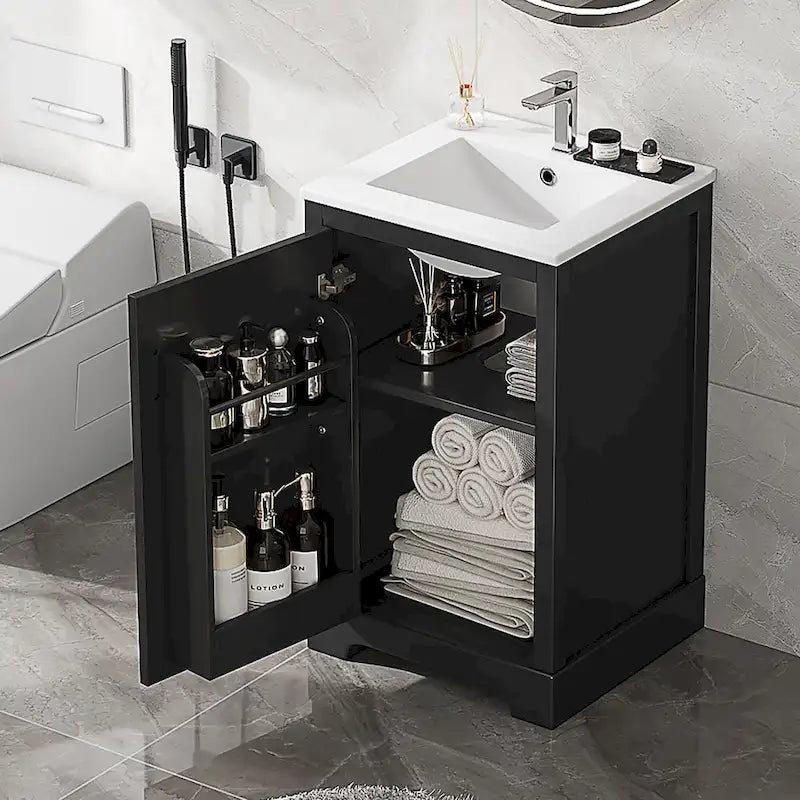 Ensemble de 20 meubles-lavabos avec vasque en céramique, meuble-lavabo moderne avec porte à fermeture douce