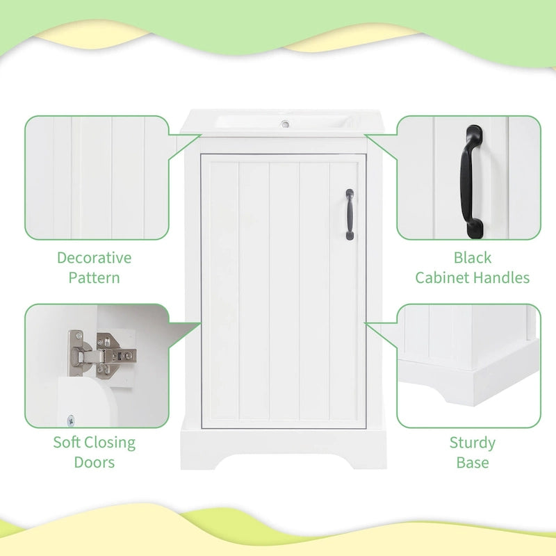 Ensemble de 20 meubles-lavabos avec vasque en céramique, meuble-lavabo moderne avec porte à fermeture douce