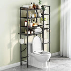 Étagère de rangement à 8 niveaux à suspendre au-dessus des toilettes, avec support latéral, étagère réglable et panier de vidange.