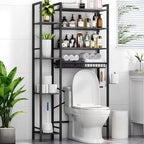 Étagère de rangement à 8 niveaux à suspendre au-dessus des toilettes, avec support latéral, étagère réglable et panier de vidange.