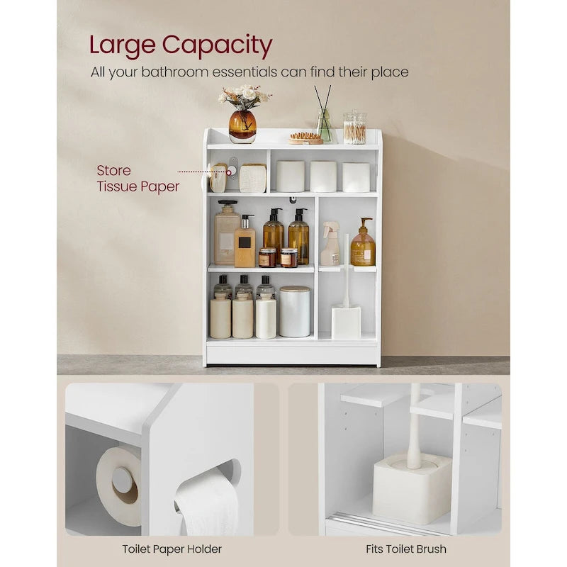 Meuble de salle de bain avec portes coulissantes et étagères réglables, idéal pour ranger vos accessoires de salle de bain - 60 cm (L) x 20 cm (l) x 80 cm (H)