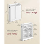 Meuble de salle de bain avec portes coulissantes et étagères réglables, idéal pour ranger vos accessoires de salle de bain - 60 cm (L) x 20 cm (l) x 80 cm (H)