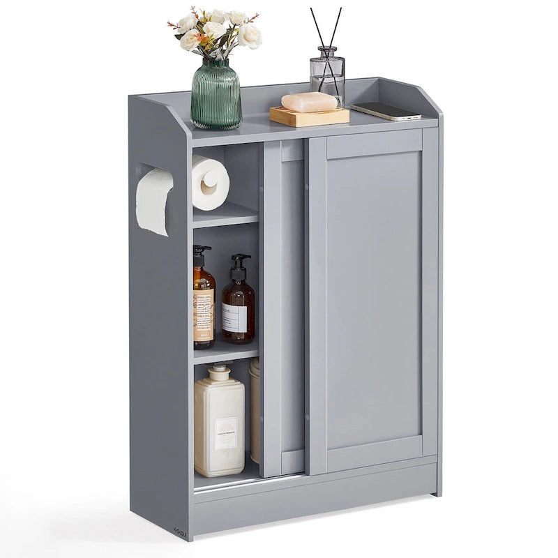 Meuble de salle de bain avec portes coulissantes et étagères réglables, idéal pour ranger vos accessoires de salle de bain - 60 cm (L) x 20 cm (l) x 80 cm (H)