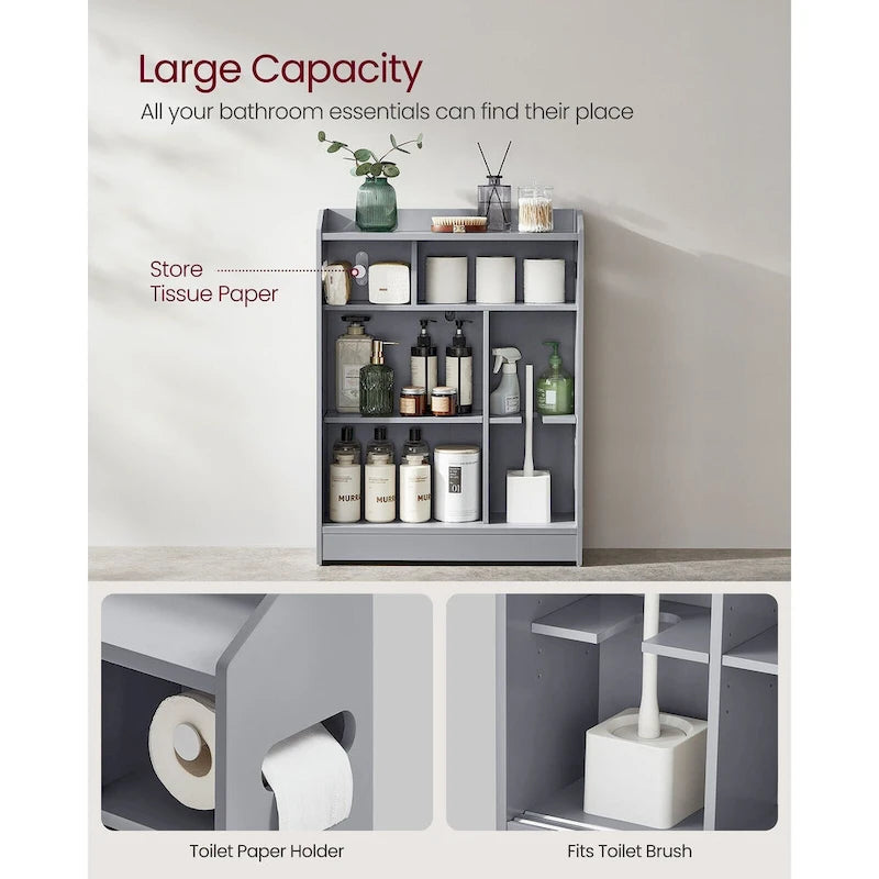 Meuble de salle de bain avec portes coulissantes et étagères réglables, idéal pour ranger vos accessoires de salle de bain - 60 cm (L) x 20 cm (l) x 80 cm (H)