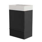 Meuble-lavabo simple vasque, meuble-lavabo autoportant moderne à motif quadrillé avec poignée dissimulée, meuble de salle de bain en bois