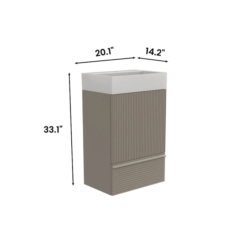 Meuble-lavabo simple vasque, meuble-lavabo autoportant moderne à motif quadrillé avec poignée dissimulée, meuble de salle de bain en bois