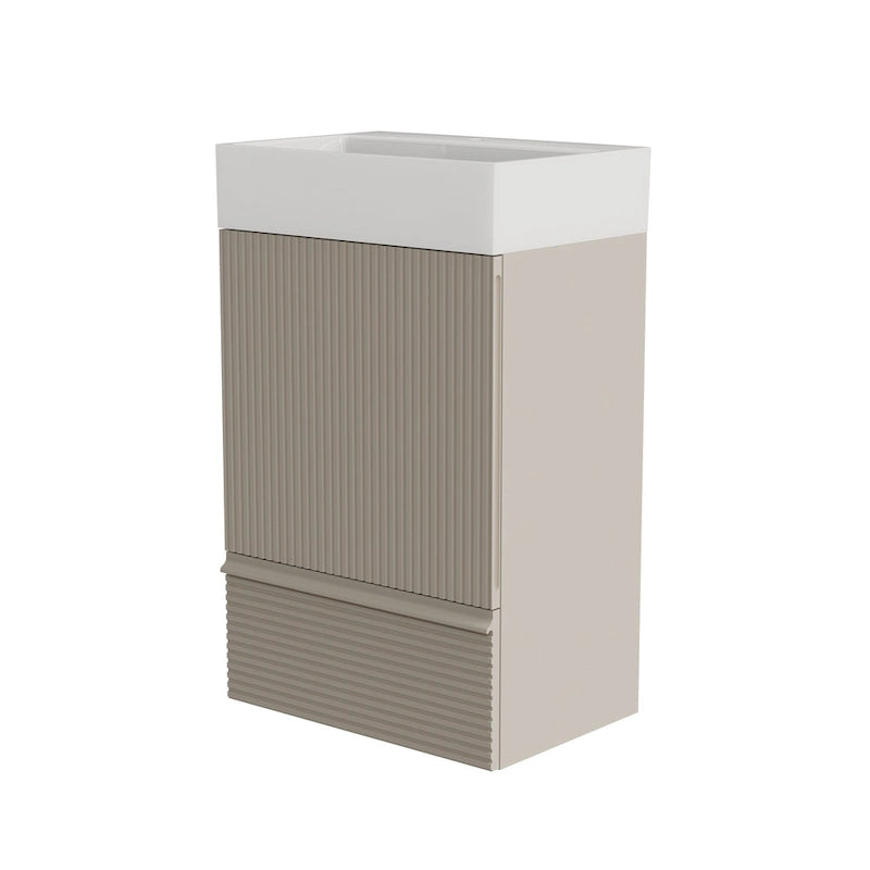 Meuble-lavabo simple vasque, meuble-lavabo autoportant moderne à motif quadrillé avec poignée dissimulée, meuble de salle de bain en bois