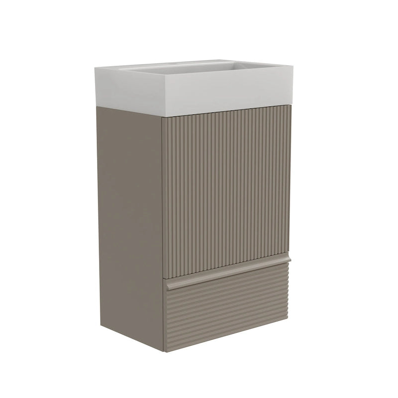 Meuble-lavabo simple vasque, meuble-lavabo autoportant moderne à motif quadrillé avec poignée dissimulée, meuble de salle de bain en bois