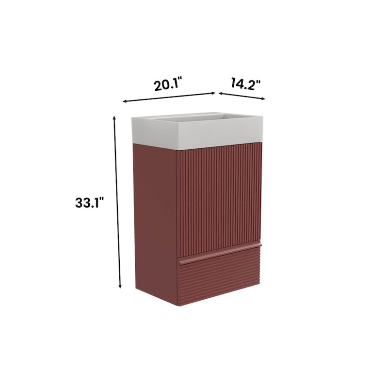 Meuble-lavabo simple vasque, meuble-lavabo autoportant moderne à motif quadrillé avec poignée dissimulée, meuble de salle de bain en bois