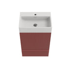 Meuble-lavabo simple vasque, meuble-lavabo autoportant moderne à motif quadrillé avec poignée dissimulée, meuble de salle de bain en bois