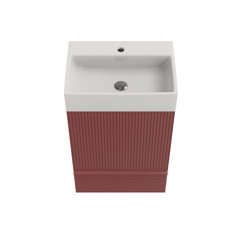 Meuble-lavabo simple vasque, meuble-lavabo autoportant moderne à motif quadrillé avec poignée dissimulée, meuble de salle de bain en bois