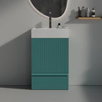 Meuble-lavabo simple vasque, meuble-lavabo autoportant moderne à motif quadrillé avec poignée dissimulée, meuble de salle de bain en bois