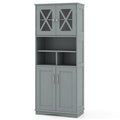 Armoire de salle de bain haute Costway, grand meuble de rangement au sol avec revêtement acrylique - Voir les détails