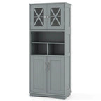 Armoire de salle de bain haute Costway, grand meuble de rangement au sol avec revêtement acrylique - Voir les détails