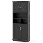 Armoire de salle de bain haute Costway, grand meuble de rangement au sol avec revêtement acrylique - Voir les détails
