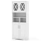 Armoire de salle de bain haute Costway, grand meuble de rangement au sol avec revêtement acrylique - Voir les détails