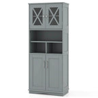 Armoire de salle de bain haute Costway, grand meuble de rangement au sol avec revêtement acrylique - Voir les détails