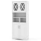 Armoire de salle de bain haute Costway, grand meuble de rangement au sol avec revêtement acrylique - Voir les détails