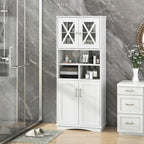 Armoire de salle de bain haute Costway, grand meuble de rangement au sol avec revêtement acrylique - Voir les détails